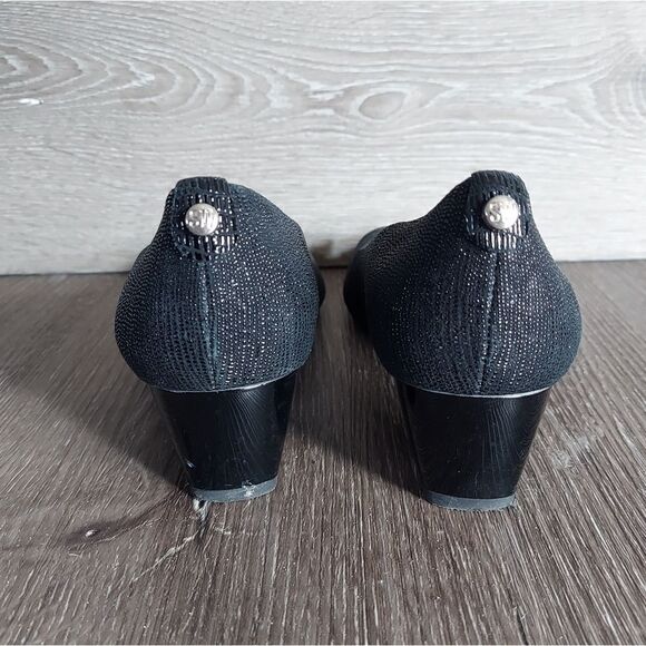 Stuart Weitzman Lizette Demi-Wedge Peep-Toe Pump, Black - Picture 8 of 11